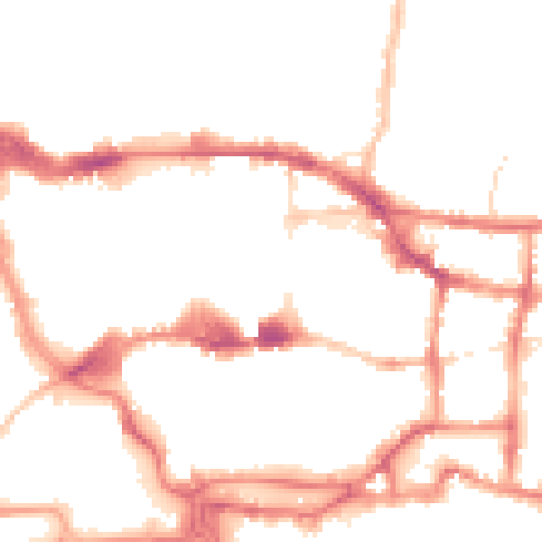 Night-time road noise heatmap for IP1 1BJ