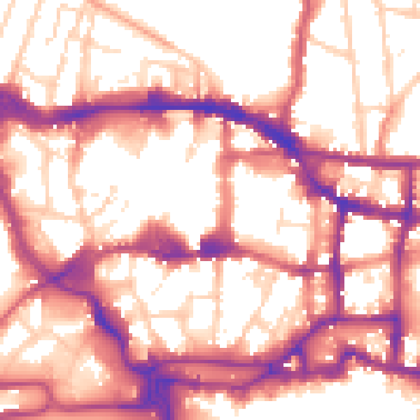 Daytime road noise heatmap for IP1 1BT