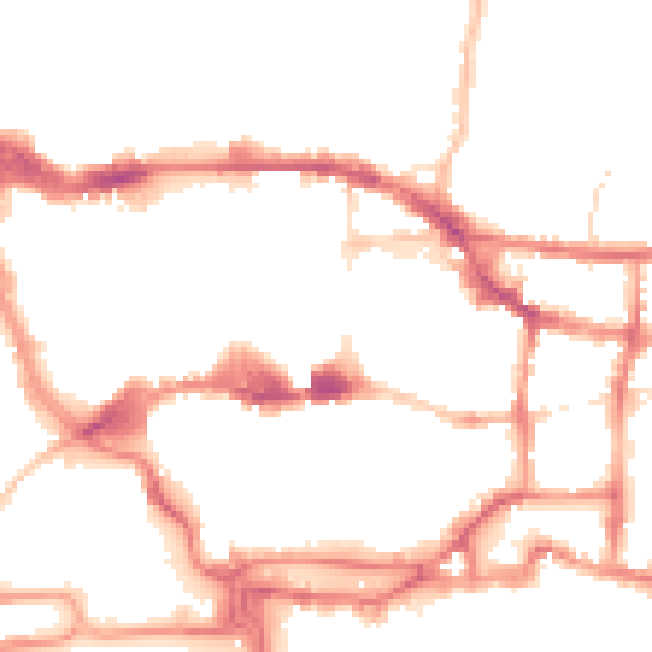 Night-time road noise heatmap for IP1 1BT