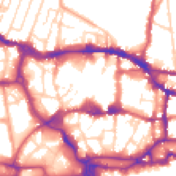 Daytime road noise heatmap for IP1 1BY