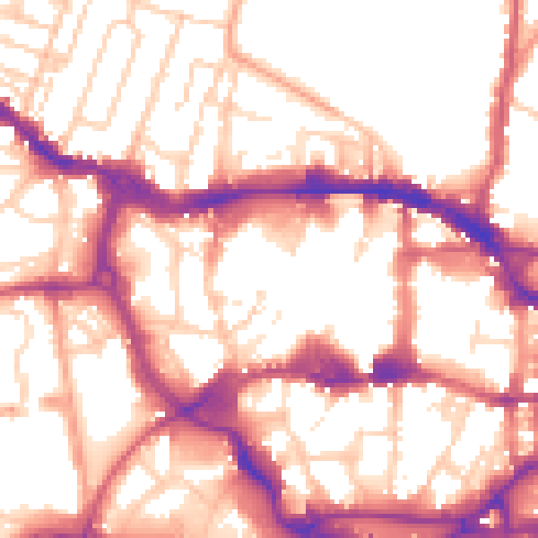Daytime road noise heatmap for IP1 1DD