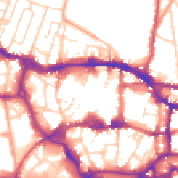 Daytime road noise heatmap for IP1 1DF
