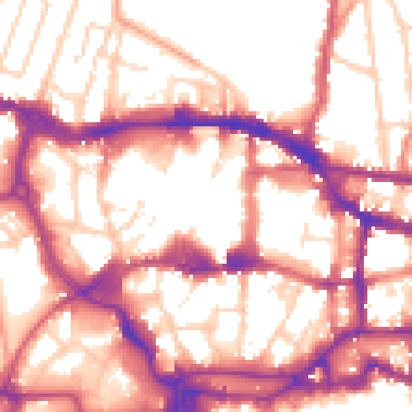 Daytime road noise heatmap for IP1 1DL