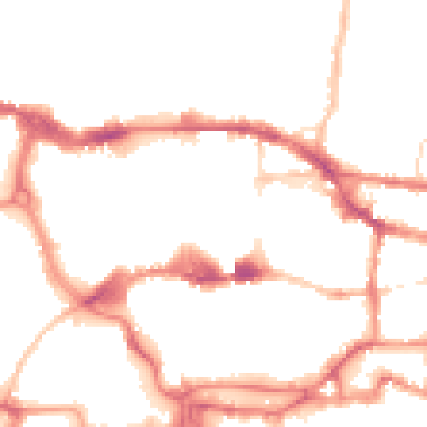 Night-time road noise heatmap for IP1 1DL