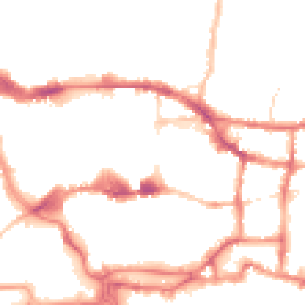 Night-time road noise heatmap for IP1 1DN