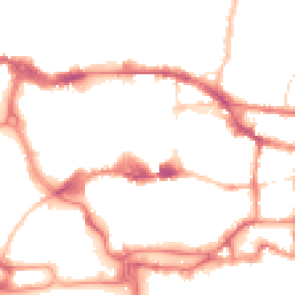 Night-time road noise heatmap for IP1 1DP