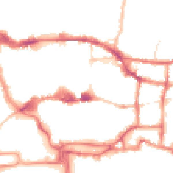 Night-time road noise heatmap for IP1 1DR