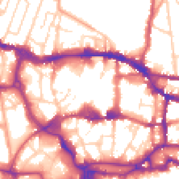 Daytime road noise heatmap for IP1 1EA
