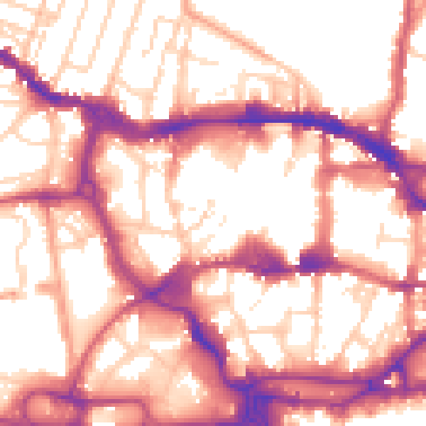 Daytime road noise heatmap for IP1 1EG