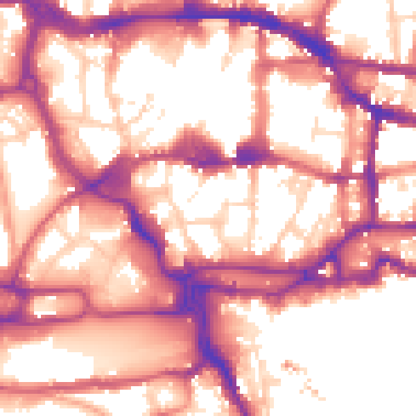Daytime road noise heatmap for IP1 1EN