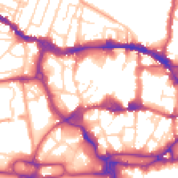 Daytime road noise heatmap for IP1 1EW