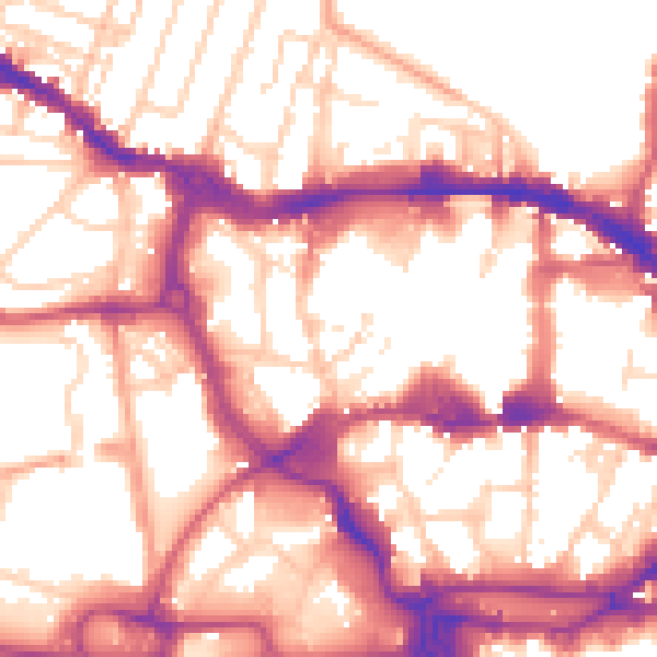 Daytime road noise heatmap for IP1 1EX