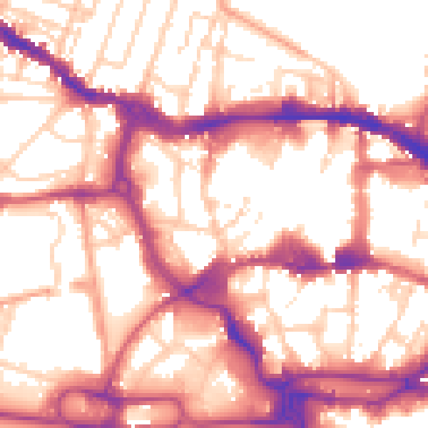 Daytime road noise heatmap for IP1 1HE