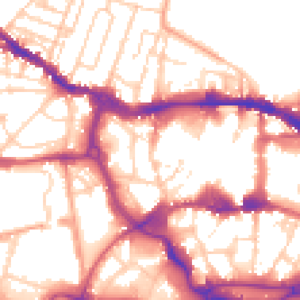 Daytime road noise heatmap for IP1 1HT