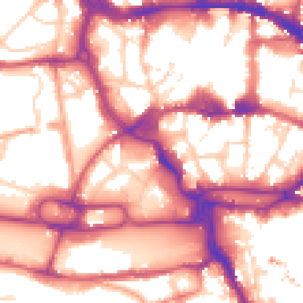 Daytime road noise heatmap for IP1 1NB