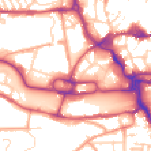 Daytime road noise heatmap for IP1 1QJ