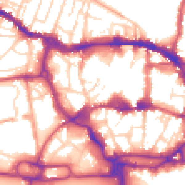 Daytime road noise heatmap for IP1 1QU