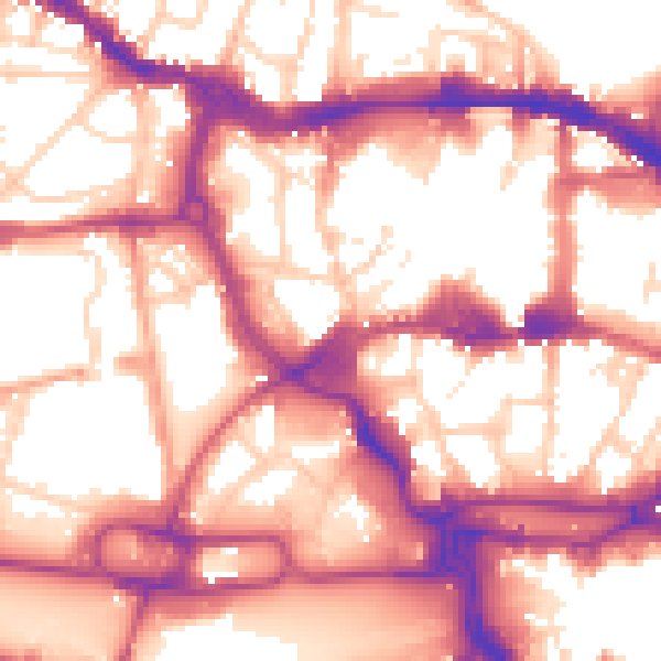 Daytime road noise heatmap for IP1 1RJ