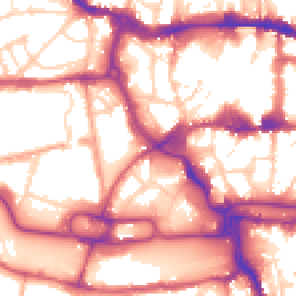 Daytime road noise heatmap for IP1 1RY