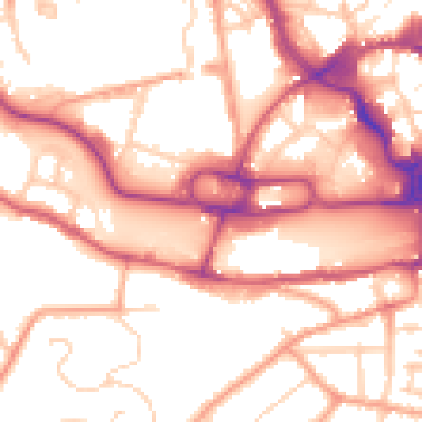 Daytime road noise heatmap for IP1 1SB