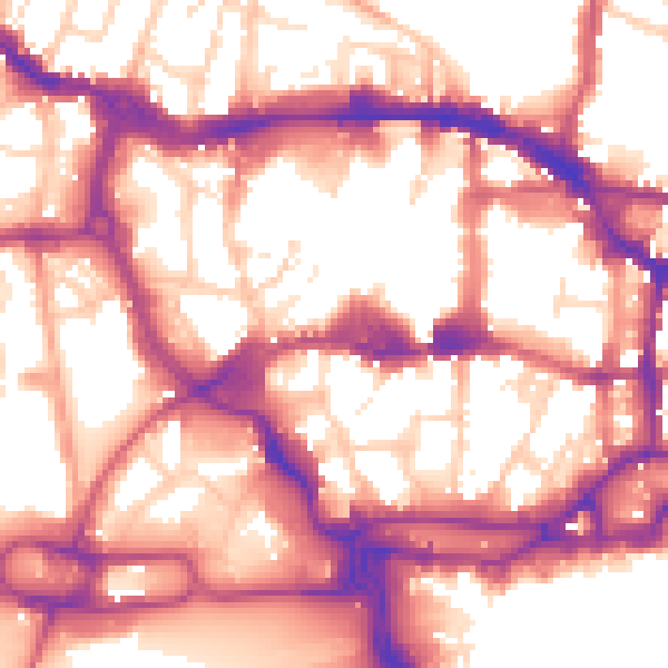 Daytime road noise heatmap for IP1 1SH