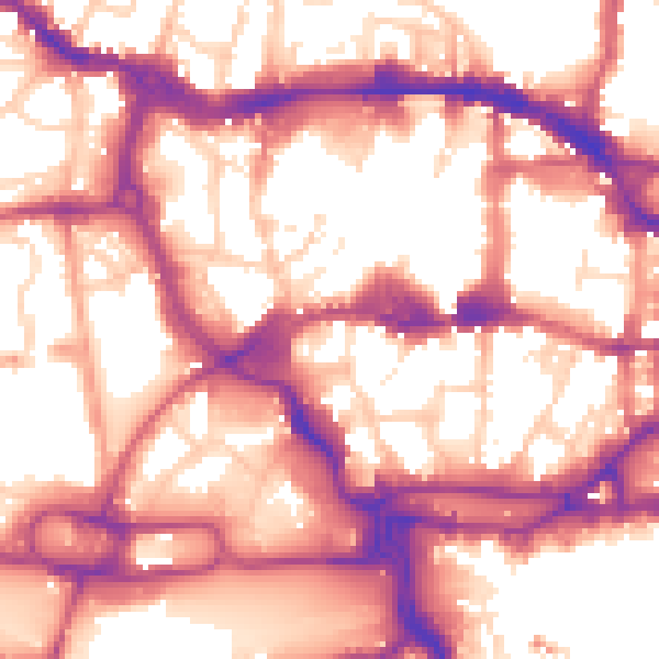 Daytime road noise heatmap for IP1 1TG