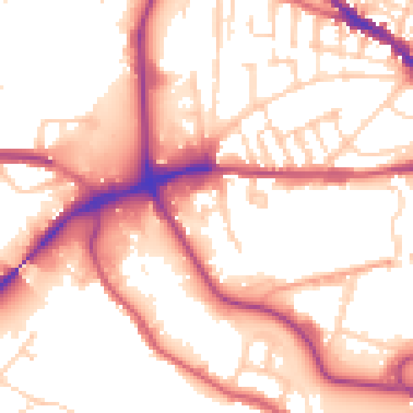Daytime road noise heatmap for IP1 2BG