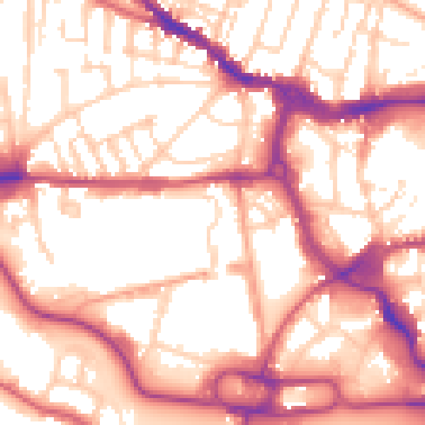 Daytime road noise heatmap for IP1 2DU
