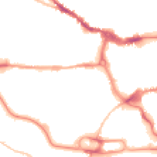 Night-time road noise heatmap for IP1 2DU