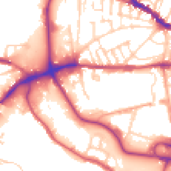 Daytime road noise heatmap for IP1 2EG