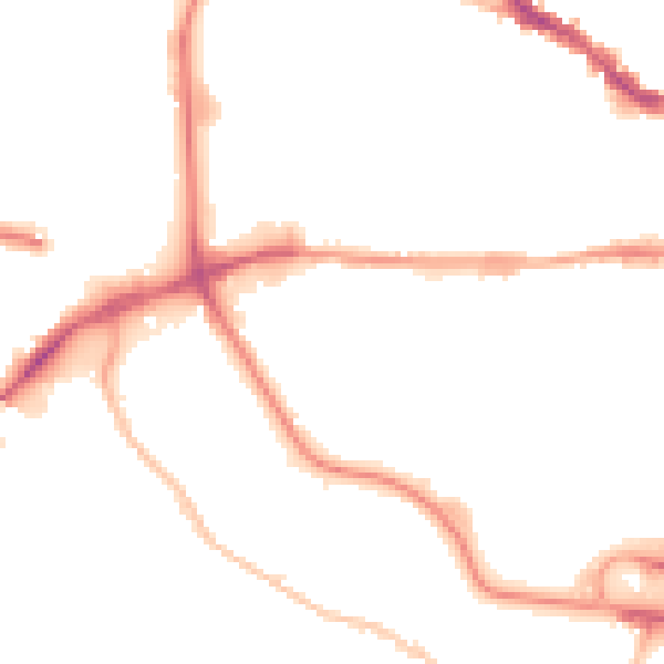 Night-time road noise heatmap for IP1 2EG