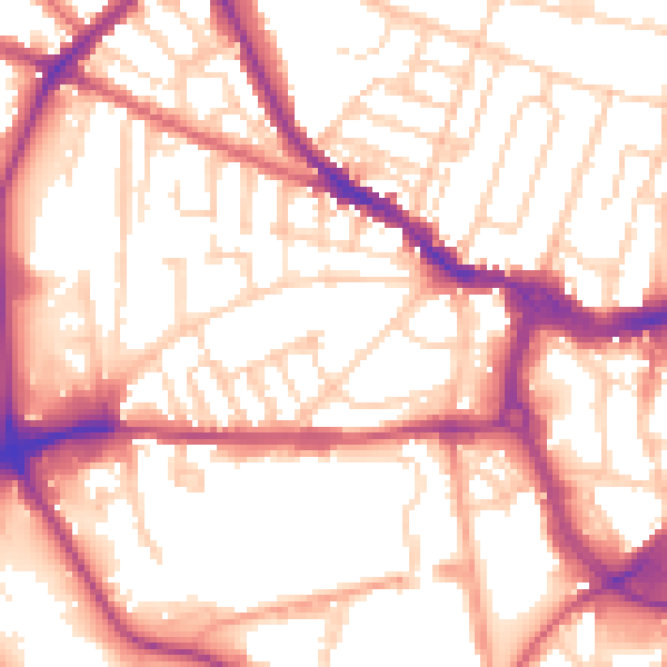Daytime road noise heatmap for IP1 2EY