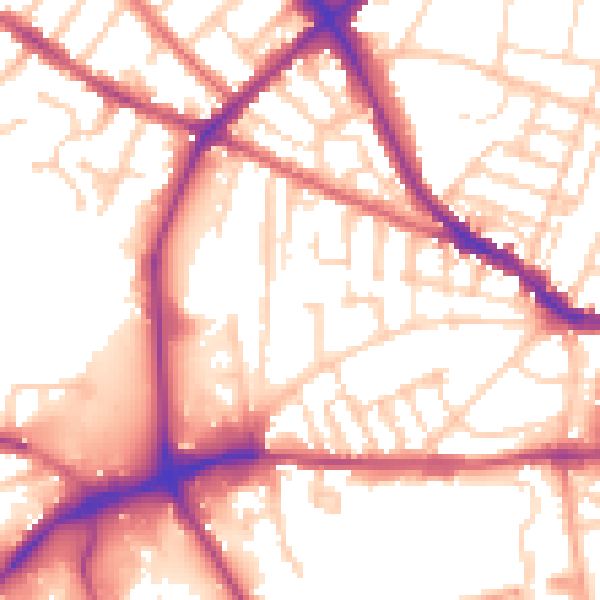 Daytime road noise heatmap for IP1 2FD