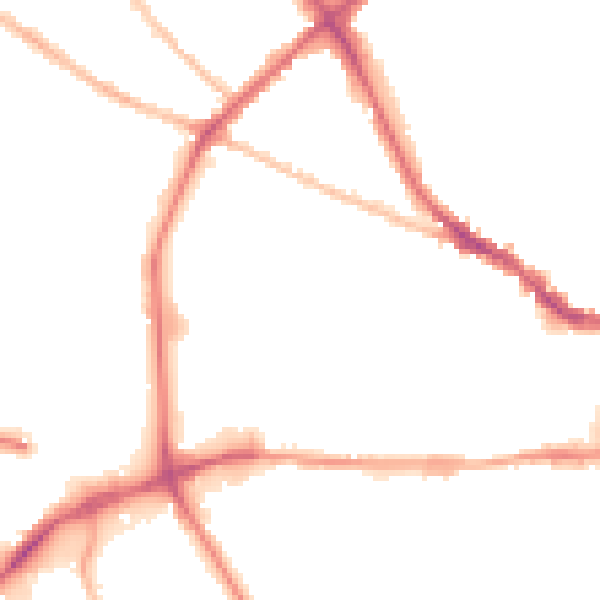 Night-time road noise heatmap for IP1 2FD