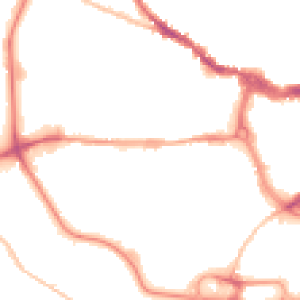 Night-time road noise heatmap for IP1 2GD