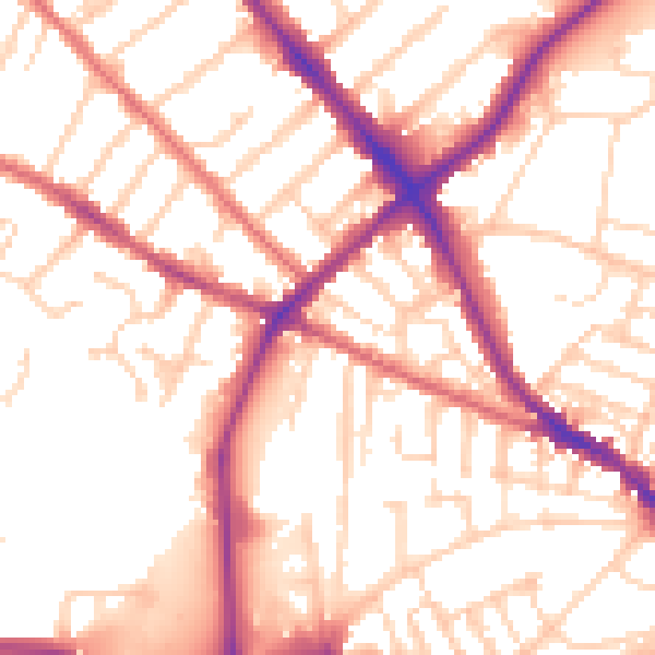 Daytime road noise heatmap for IP1 2GL