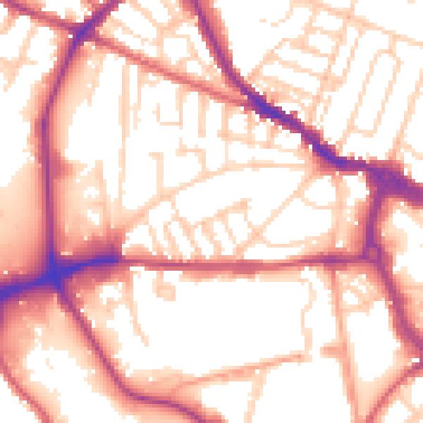 Daytime road noise heatmap for IP1 2HP