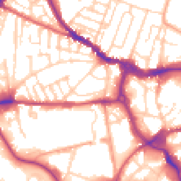 Daytime road noise heatmap for IP1 2HT
