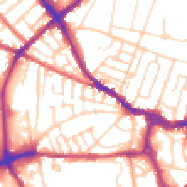 Daytime road noise heatmap for IP1 2JQ