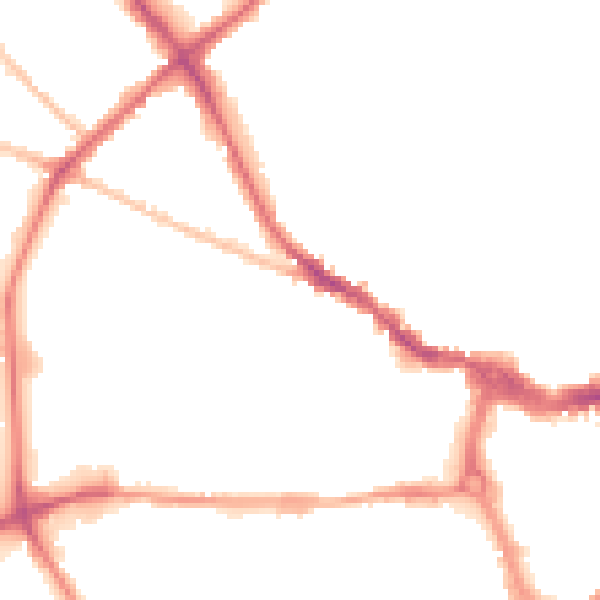 Night-time road noise heatmap for IP1 2JQ