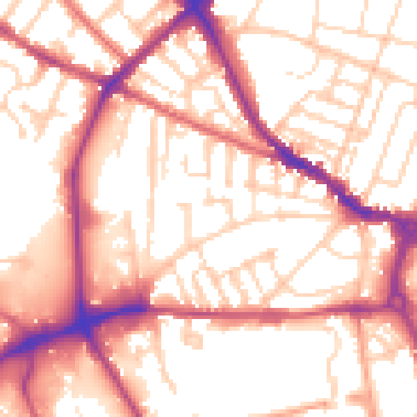 Daytime road noise heatmap for IP1 2JU