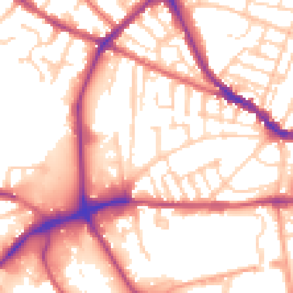 Daytime road noise heatmap for IP1 2JY