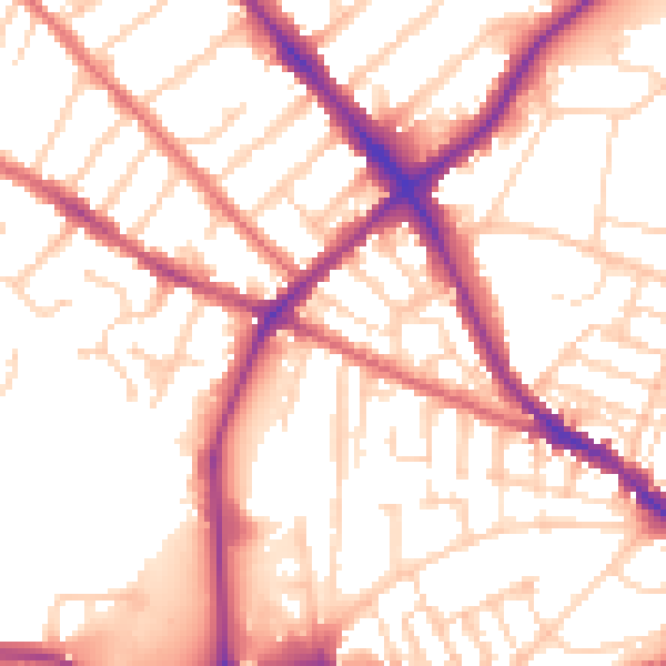 Daytime road noise heatmap for IP1 2LL