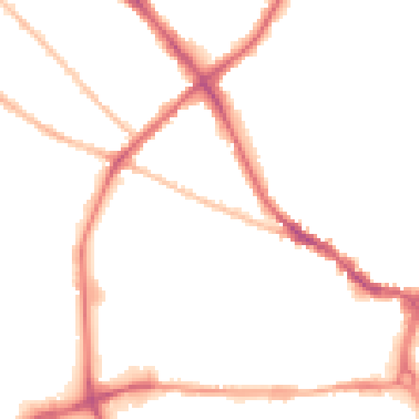Night-time road noise heatmap for IP1 2LT