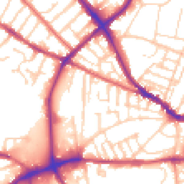 Daytime road noise heatmap for IP1 2NF