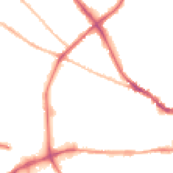 Night-time road noise heatmap for IP1 2NF