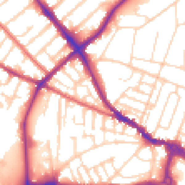 Daytime road noise heatmap for IP1 2NR