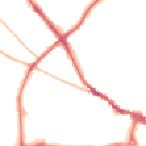 Night-time road noise heatmap for IP1 2NR