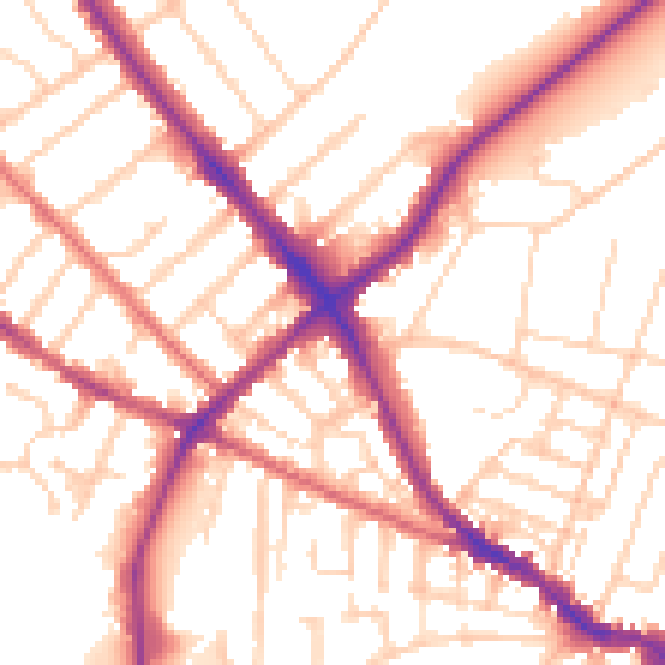 Daytime road noise heatmap for IP1 2PA
