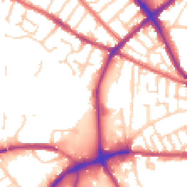 Daytime road noise heatmap for IP1 2QH